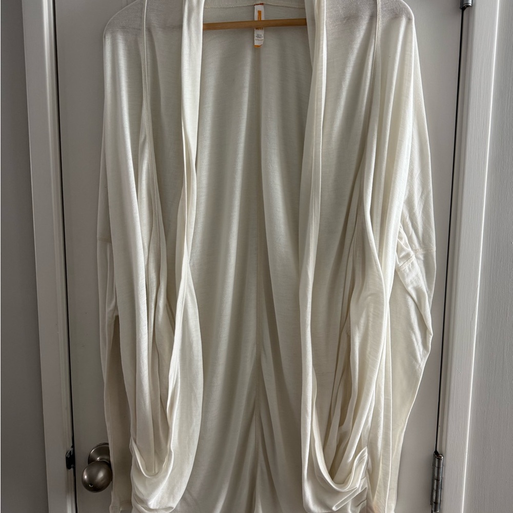 Lucy Women’s Ivory Cream Open Face Cardigan Size M Minimalist Lagenlook